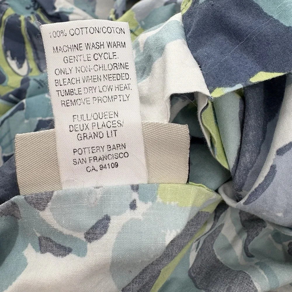 Pottery Barn Floral Blue Cotton Percale Duvet Cover And Standard Pillowcase F/Q